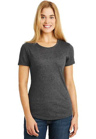 Anvil 6750L by Gildan Ladies' Triblend Scoop Neck in Heather dk grey front view