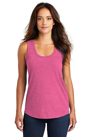 DM138L District Made Ladies Perfect Tri-Blend Race Fuchsia Frost front view