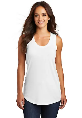 DM138L District Made Ladies Perfect Tri-Blend Race White front view
