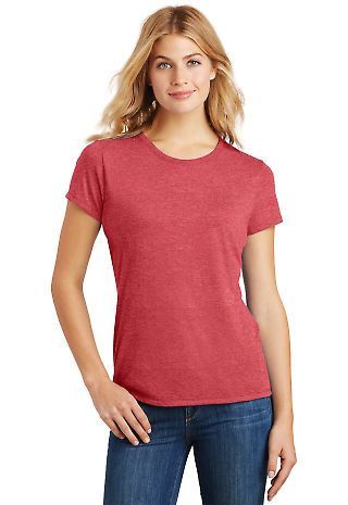 DM130L District Made Ladies Perfect Tri-Blend Crew Red Frost front view