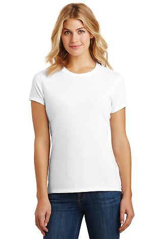 DM130L District Made Ladies Perfect Tri-Blend Crew White front view