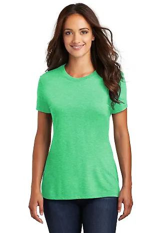 DM130L District Made Ladies Perfect Tri-Blend Crew in Green frost front view