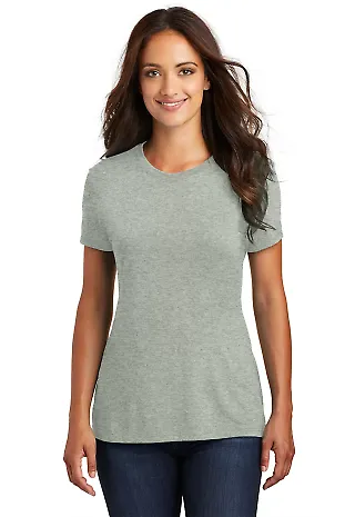 DM130L District Made Ladies Perfect Tri-Blend Crew in Hthrdgrey front view