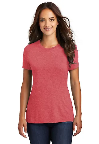 DM130L District Made Ladies Perfect Tri-Blend Crew in Red frost front view