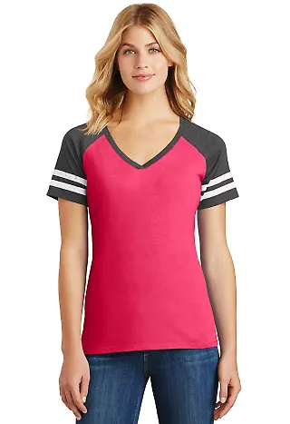 DM476 District Made Ladies Game V-Neck  Hth Watr/He Ch front view