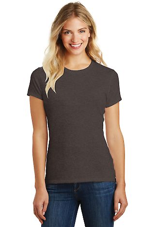 DM108L District Made Ladies Perfect Blend Crew Tee Hthr Brown front view