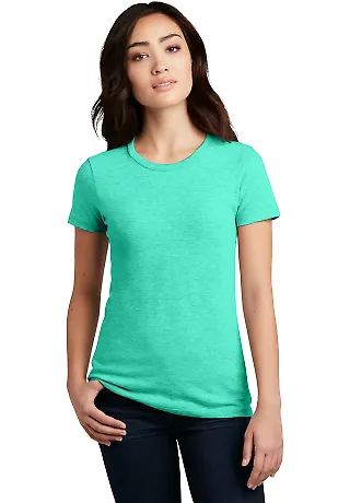 DM108L District Made Ladies Perfect Blend Crew Tee in Aquahthr front view