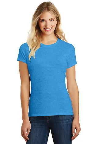 DM108L District Made Ladies Perfect Blend Crew Tee in Hthr brt turqu front view