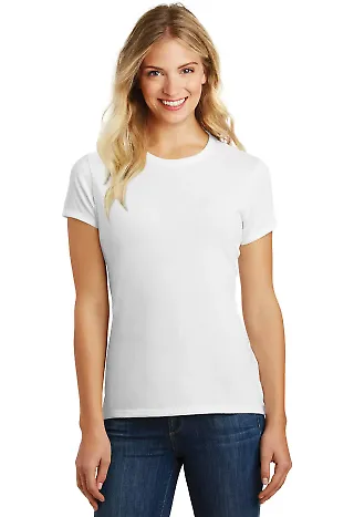 DM108L District Made Ladies Perfect Blend Crew Tee in White front view
