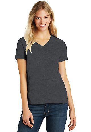 DM1190L District Made Ladies Perfect Blend V-Neck  Hthr Charcoal front view