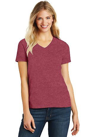 DM1190L District Made Ladies Perfect Blend V-Neck  Hthr Red front view