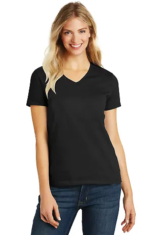 DM1190L District Made Ladies Perfect Blend V-Neck  in Black front view
