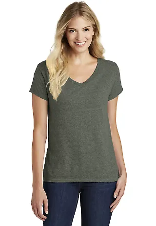 DM1190L District Made Ladies Perfect Blend V-Neck  in Hthrd olive front view