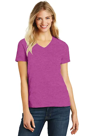 DM1190L District Made Ladies Perfect Blend V-Neck  in Hthr pink rasp front view