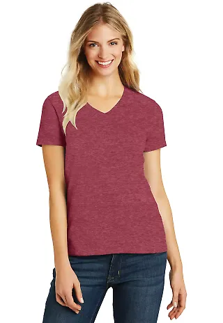 DM1190L District Made Ladies Perfect Blend V-Neck  in Hthr red front view