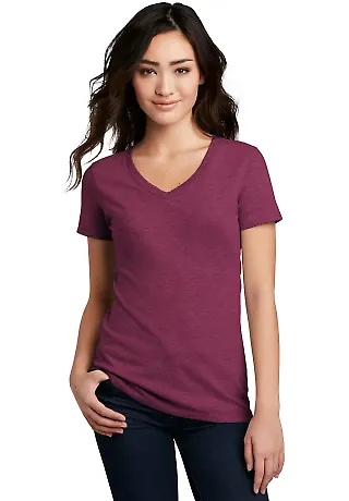 DM1190L District Made Ladies Perfect Blend V-Neck  in Raspberry flck front view