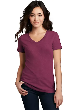DM1190L District Made Ladies Perfect Blend V-Neck in Raspberry flck front view