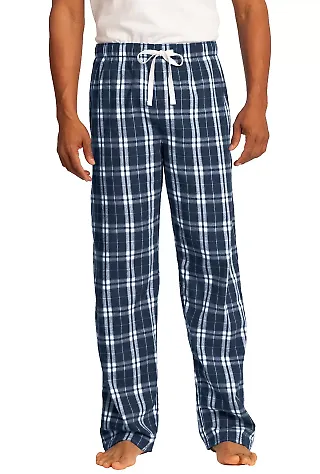 District DT1800 Young Mens Flannel Plaid Pant True Navy front view