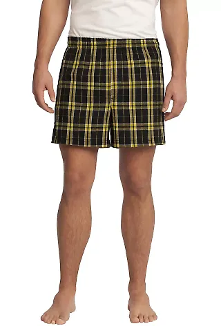 District DT1801 Young Mens Flannel Plaid Boxer  Gold front view