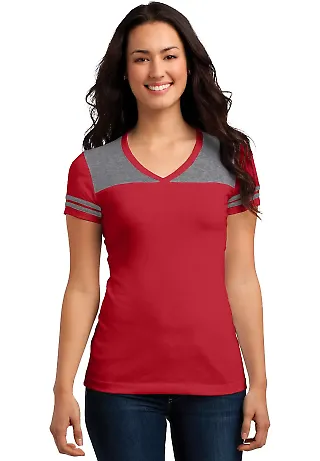 DT264 District Juniors Varsity V-Neck Tee New Red/He Nck front view
