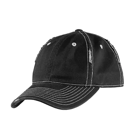 DT612 District Rip and Distressed Cap  Black/Chrome front view