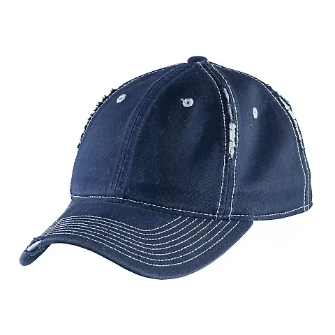 DT612 District Rip and Distressed Cap  New Nvy/Lt Blu front view