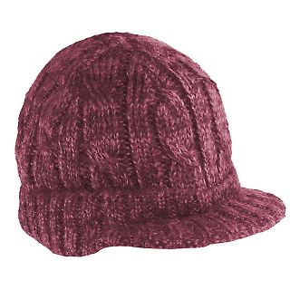 DT628 District Cabled Brimmed Hat Rose/Maroon front view