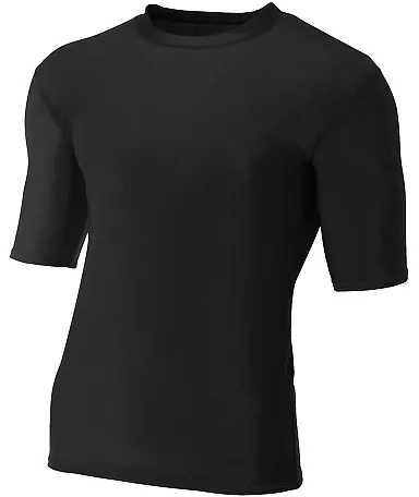 N3283 A4 Adult Compression Tee BLACK front view