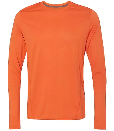Gildan G474 Adult Tech Long Sleeve T-Shirt in Marbled orange front view