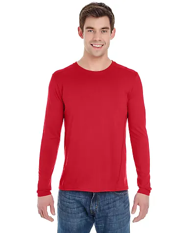 Gildan G474 Adult Tech Long Sleeve T-Shirt in Red front view