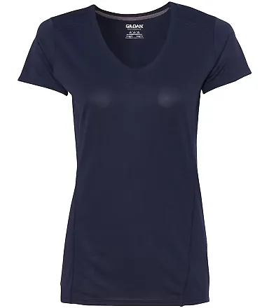 Gildan G47V Ladies Tech V-Neck T-shirt MARBLED NAVY front view