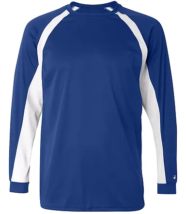 Badger 4154 B-Dry Core Hook Performance T-Shirt Royal/ White front view