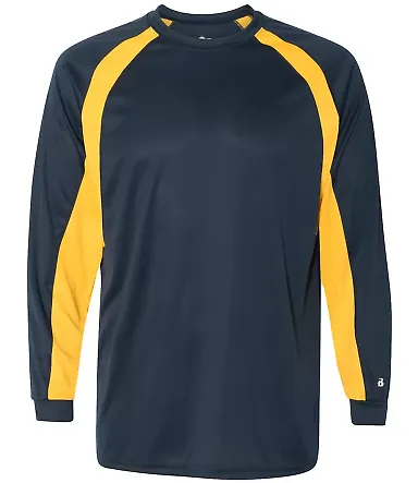 Badger 4154 B-Dry Core Hook Performance T-Shirt Navy/ Gold front view