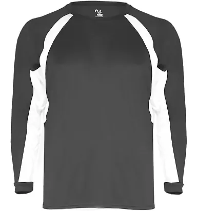 Badger 4154 B-Dry Core Hook Performance T-Shirt Graphite/ White front view
