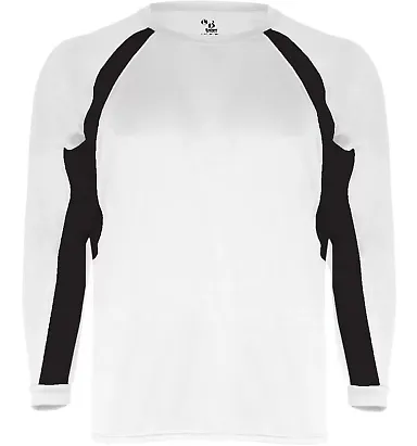 Badger 4154 B-Dry Core Hook Performance T-Shirt White/ Black front view