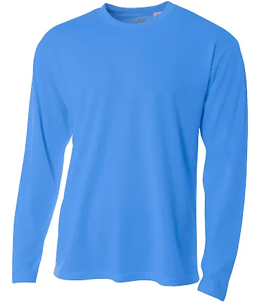 N3253 A4 Drop Ship Men's Long Sleeve Crew Birds Ey ELECTRIC BLUE front view