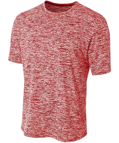 N3296 A4 Men's Space Dye Performance T-Shirt SCARLET front view