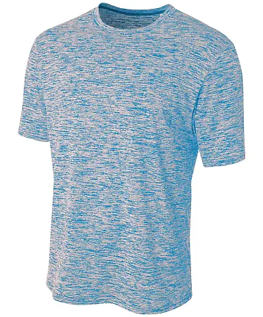 N3296 A4 Men's Space Dye Performance T-Shirt LIGHT BLUE front view