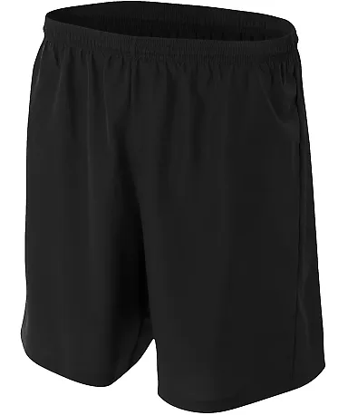 N5343 A4 Drop Ship Men's Woven Soccer Shorts BLACK front view