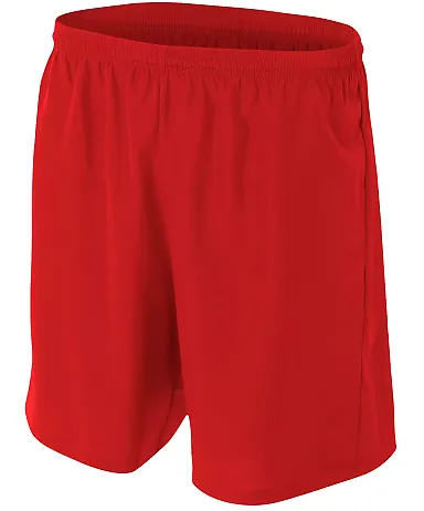NB5343 A4 Drop Ship Youth Woven Soccer Shorts SCARLET front view