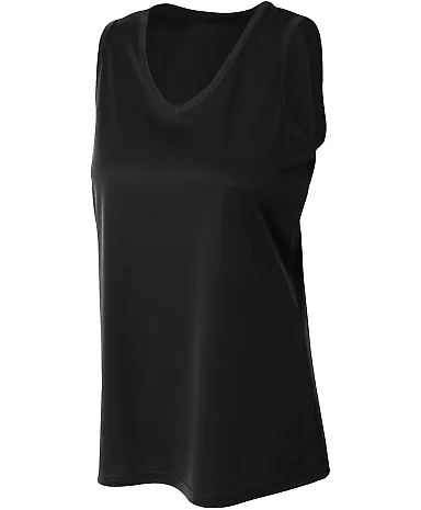 NW2360 A4 Drop Ship Ladies' Athletic Tank Top BLACK front view