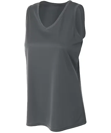 NW2360 A4 Drop Ship Ladies' Athletic Tank Top GRAPHITE front view