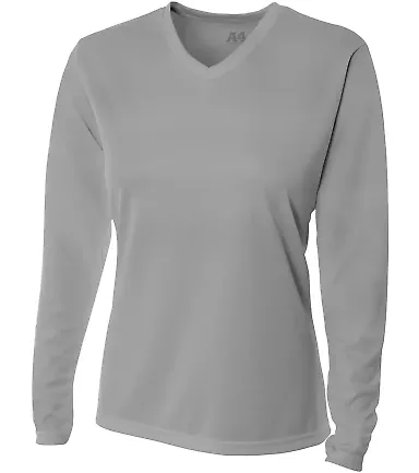 NW3255 A4 Drop Ship Ladies' Long Sleeve V-Neck Bir SILVER front view