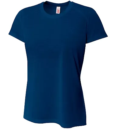 NW3264 A4 Drop Ship Ladies' Short Sleeve Spun Poly NAVY front view