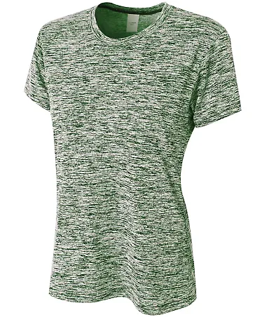NW3296 A4 Ladies' Space Dye Tech T-Shirt FOREST front view