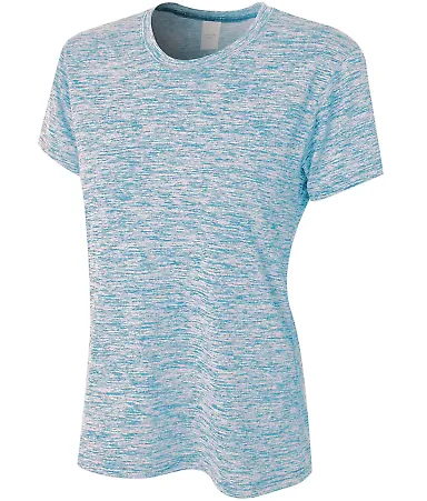 NW3296 A4 Ladies' Space Dye Tech T-Shirt LIGHT BLUE front view