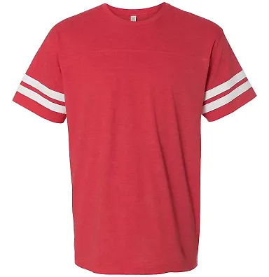 LAT 6937 Adult Fine Jersey Football Tee VN RED/ BLD WHT front view