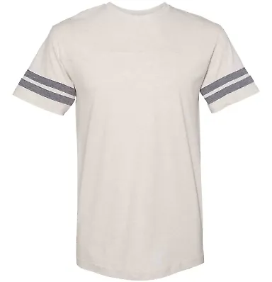 LAT 6937 Adult Fine Jersey Football Tee NAT HTH/ GRAN HT front view