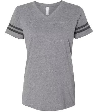 LAT 3537 Women's V-Neck Football Tee GRAN HTH/ VN SMK front view