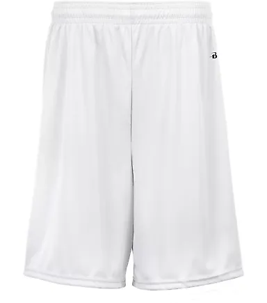 Badger 4107 B-Dry Core Shorts White front view